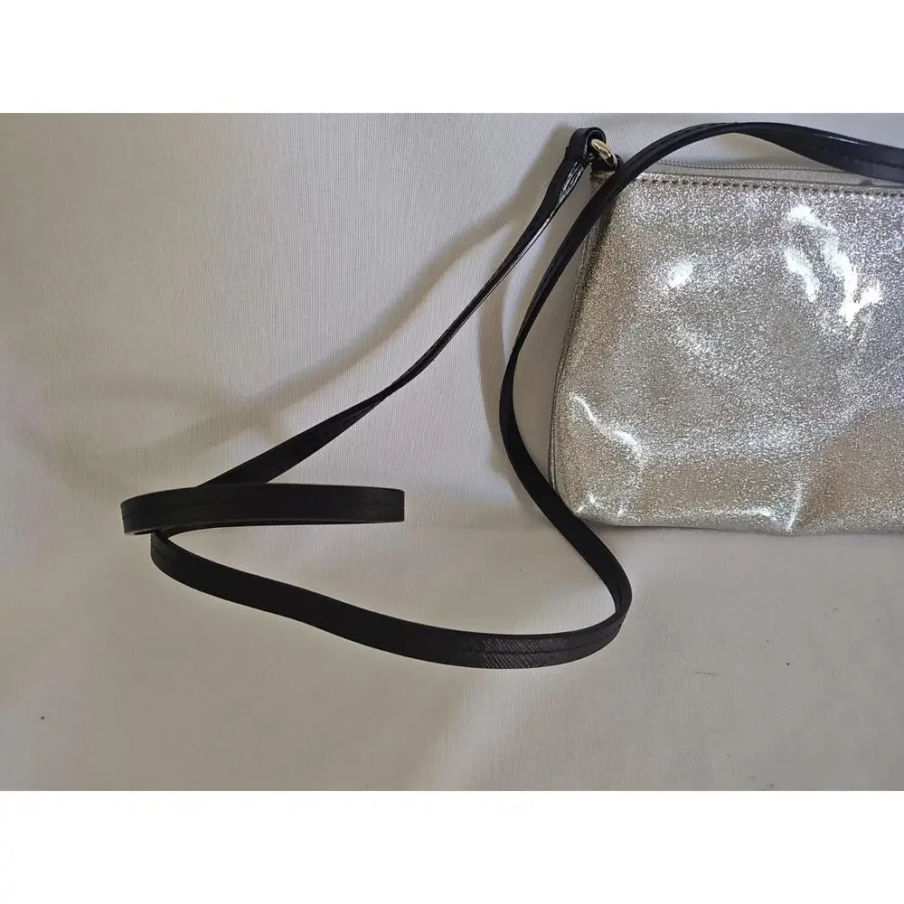Kate Spade‎ Shoulder Bag Champagne Gold Ribbon PVC Silver Leather strap